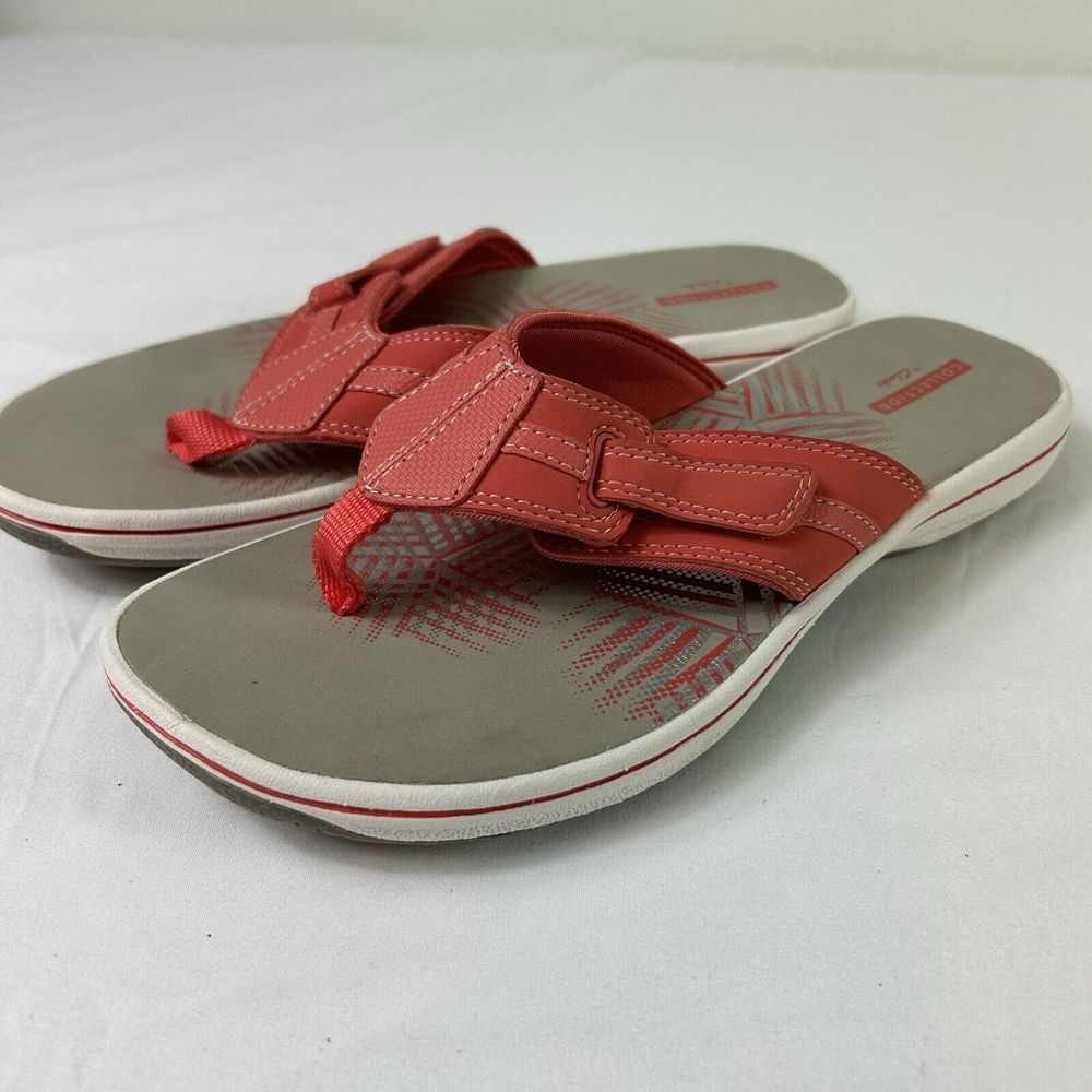 Woman's‎ Sandals Collection By Clarks Breeze Sea Coral Adjustable Women's Size 8